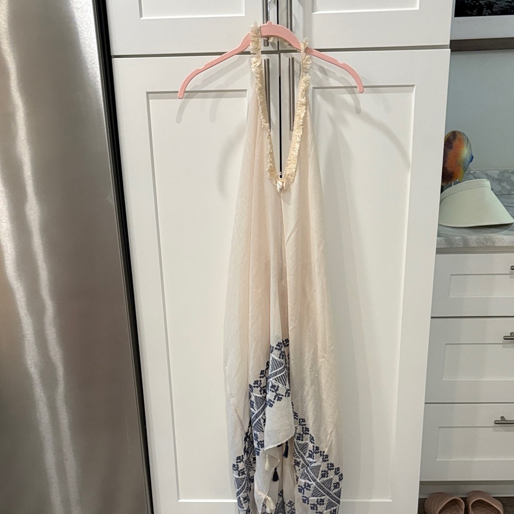 Subtle Luxury Cream and Blue Swim Coverup